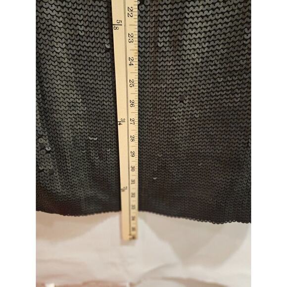 Theory Maryanka 100% Silk Black Matte Sequin Shift Dress Cap Sleeve Size 8 - Picture 6 of 8